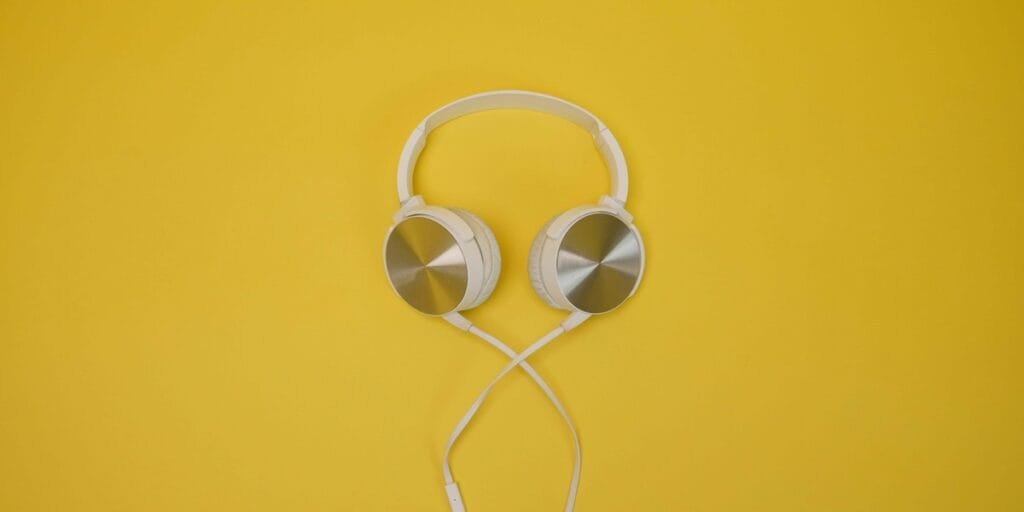 headset on a yellow background photograph