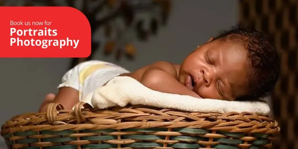 Crafty entertainment studio photography of a baby sleeping